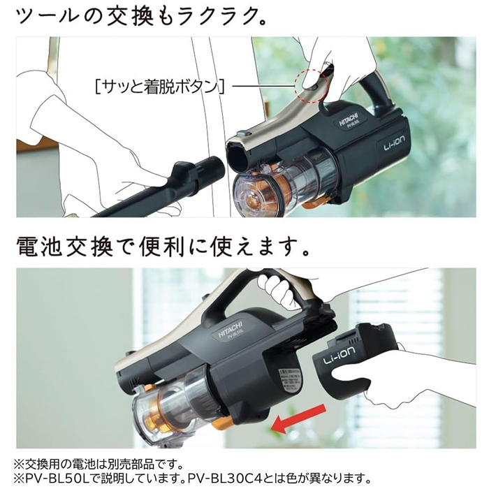 日立 掃除機 コードレス スティッククリーナー PV-BL30C4-W ホワイト