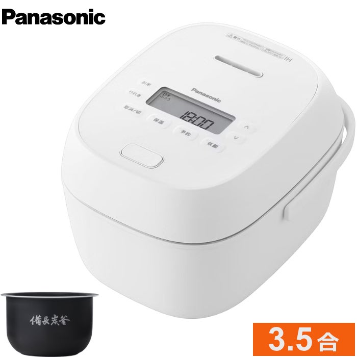 パナソニック 炊飯器 3.5合炊き 備長炭釜 IHジャー炊飯器 SR-C206E-W